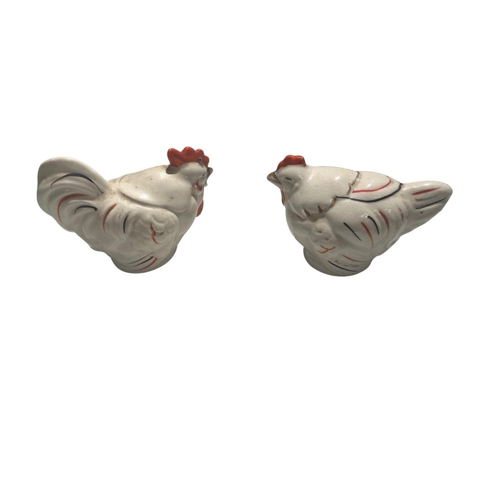 Vintage Japan Ceramic Rooster and Hen Salt‎ and Pepper Shakers Set Farmhouse